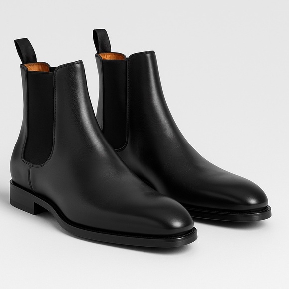 *SOLD* Ralph Lauren Purple Label Sleek Black Leather Ankle Booties - Picture 10 of 10